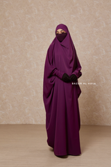 Purple Sarah One Piece Jilbab - Zipper Sleeves - Silk Crepe