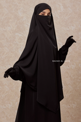 Black Salam 2 Abaya & Mubarak Khimar Maxi Set - Silk Crepe