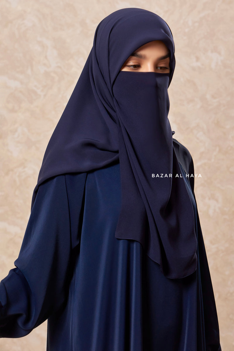 Navy Salam Abaya - Loose & Wide Bottom