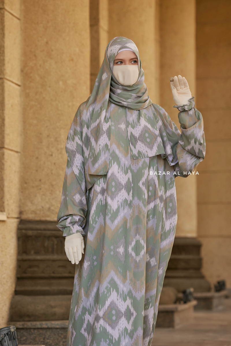 Foliage Print Prayer / Salah Dress 2 - Super Breathable In 100% Cotton