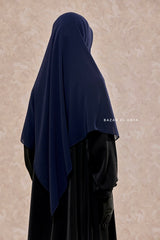 Square Scarf With Half Niqab Set In Dark Blue - Super Breathable - Quality