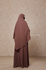 Taupe Rose Salam 2 Abaya & Mubarak Khimar Two Piece Set - Nida