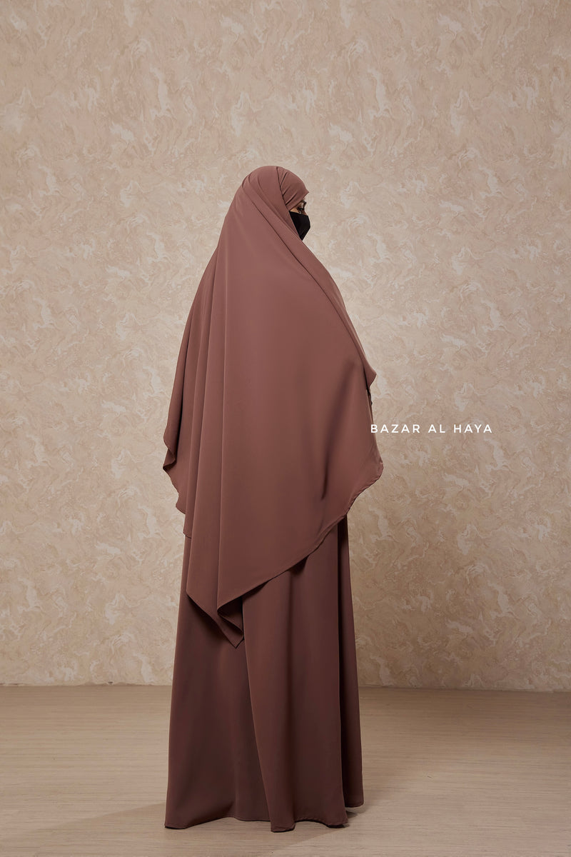 Taupe Rose Salam 2 Abaya & Mubarak Khimar Two Piece Set - Nida