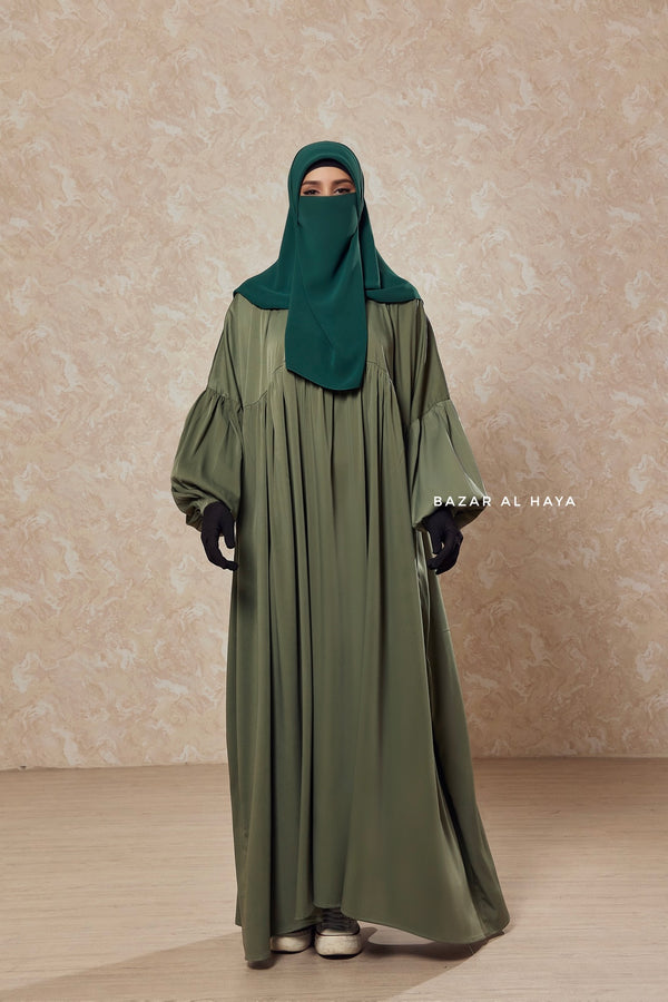 Olive Muna 2 Loose Fit Summer Abaya Dress - Sheen Kharir