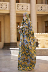 Yellow Print Prayer / Salah Dress 2 - Super Breathable In 100% Cotton