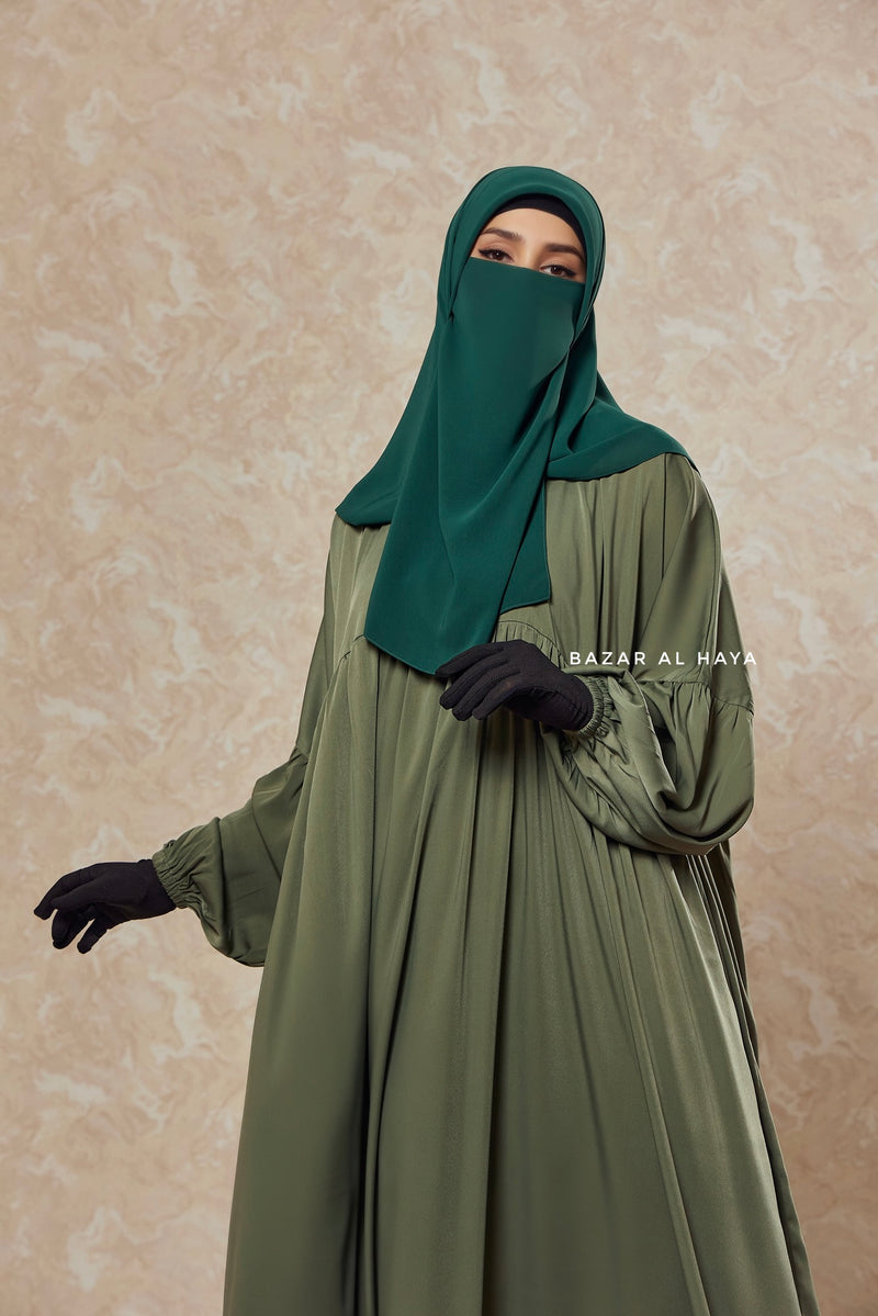 Olive Muna 2 Loose Fit Summer Abaya Dress - Sheen Kharir