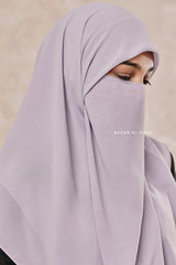 Silver Square Scarf With Half Niqab Set - Super Breathable