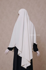 Mubarak Long White Diamond Khimar - Nidha Extra Long