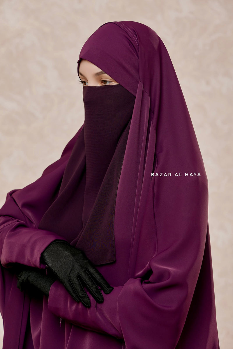 Purple Single Half Niqab - Super Breathable Veil