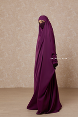 Purple Sarah One Piece Jilbab - Zipper Sleeves - Silk Crepe