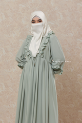 Mint Afsah Ruffle Lightweight Abaya Dress - Breathable Crepe Cotton