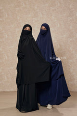 Hoor Black / Navy Two Piece Jilbab With Skirt- Long & Loose