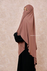 Taupe Rose Long Mubarak Diamond Khimar - Nida Extra Long