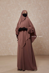 Taupe Rose Salam 2 Abaya & Mubarak Khimar Two Piece Set - Nida