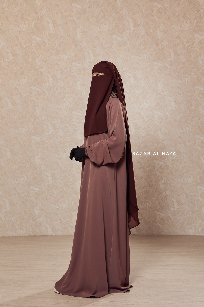 Brown Two Layer Scarf Niqab - Long & Wide - Super Breathable Veil