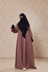 Taupe Rose Salam 2 Abaya - Comfy Style Front Zipper - Nida