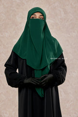 Square Scarf With Half Niqab Set in Emerald - Super Breathable