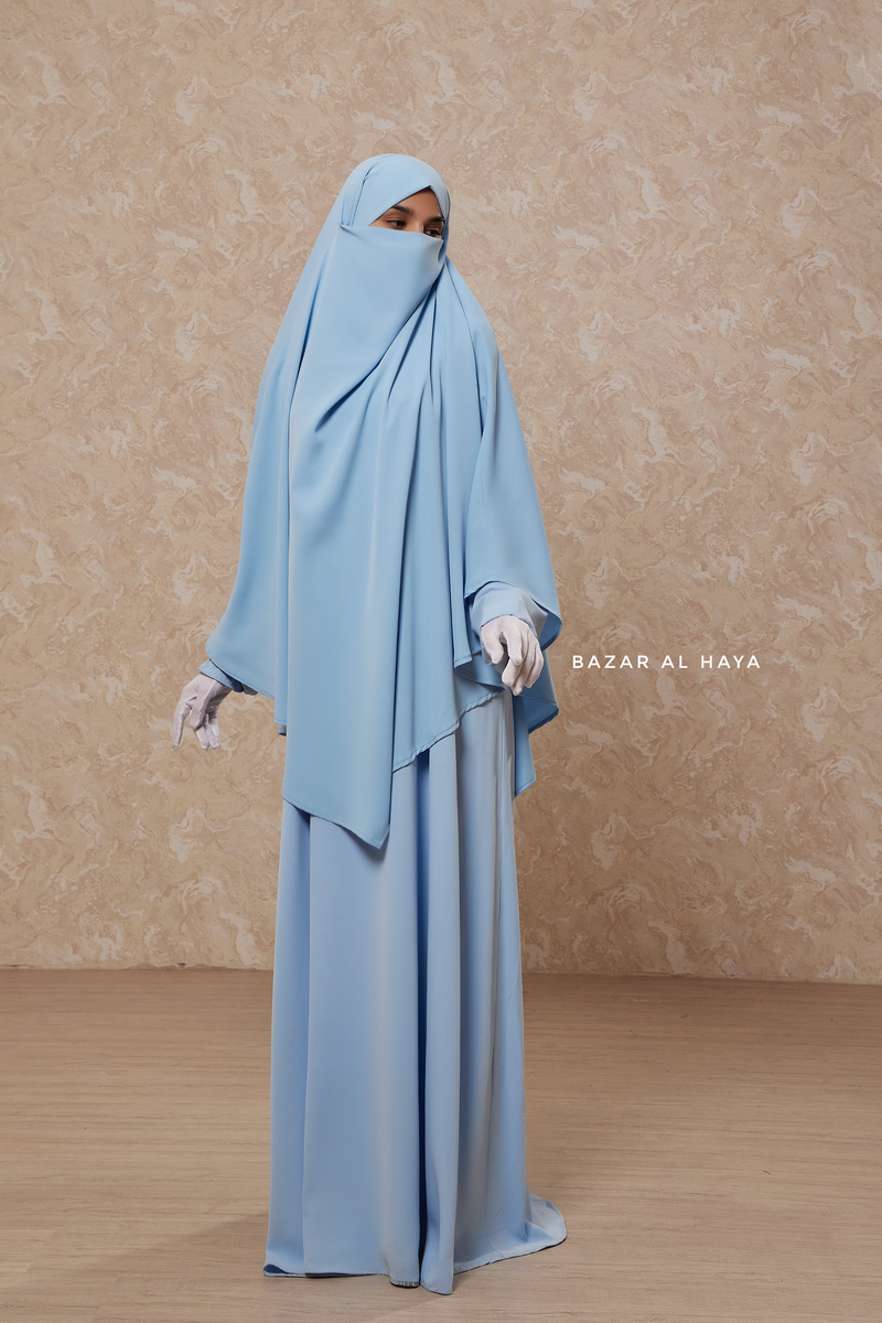 Baby Blue Salam Abaya & Mubarak Khimar Set - Nida