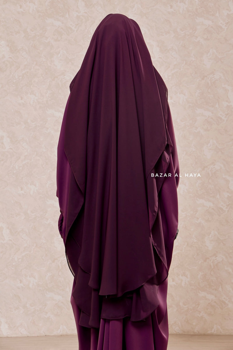 Purple Two Layer Niqab - Wide - Super Breathable Veil