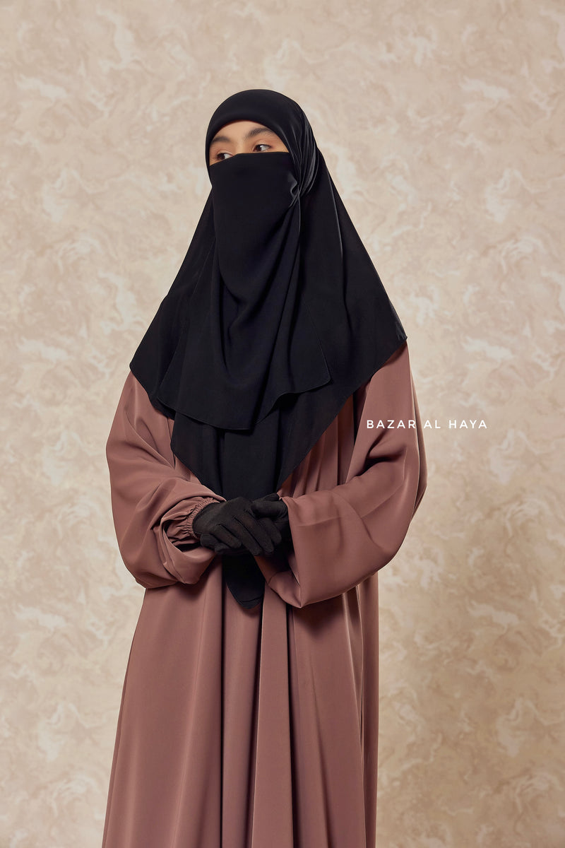 Taupe Rose Salam 2 Abaya - Comfy Style Front Zipper - Nida