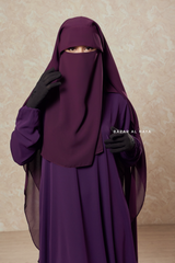 Plum Two Layer Flap Niqab - Premium Wool Chiffon - Large