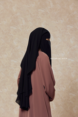 Black Two Layer Niqab - Premium Wool Chiffon - Medium