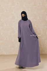 Silver Salam 2 Abaya - Comfy Style Front Zipper - Nida