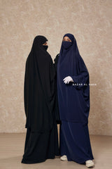 Hoor Black / Navy Two Piece Jilbab With Skirt- Long & Loose