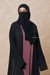 Black Fathiya Open Front Abaya In Nida - Relaxed Fit