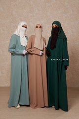 Rania Abaya Dress Half-Placket Button Front & Sleeve - Mediumweight Soft Crepe Cotton