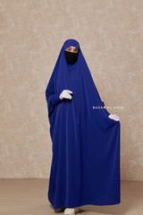 Royal Blue Sarah One Piece Jilbab - Zipper Sleeves - Silk Crepe