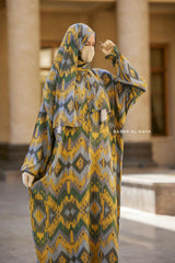 Yellow Print Prayer / Salah Dress 2 - Super Breathable In 100% Cotton