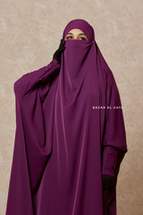 Purple Sarah One Piece Jilbab - Zipper Sleeves - Silk Crepe