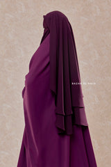 Purple Two Layer Flap Niqab - Premium Wool Chiffon - Medium