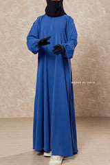 Steel Blue Salam 2 Abaya -  Comfy Style Front Zipper - Nidha