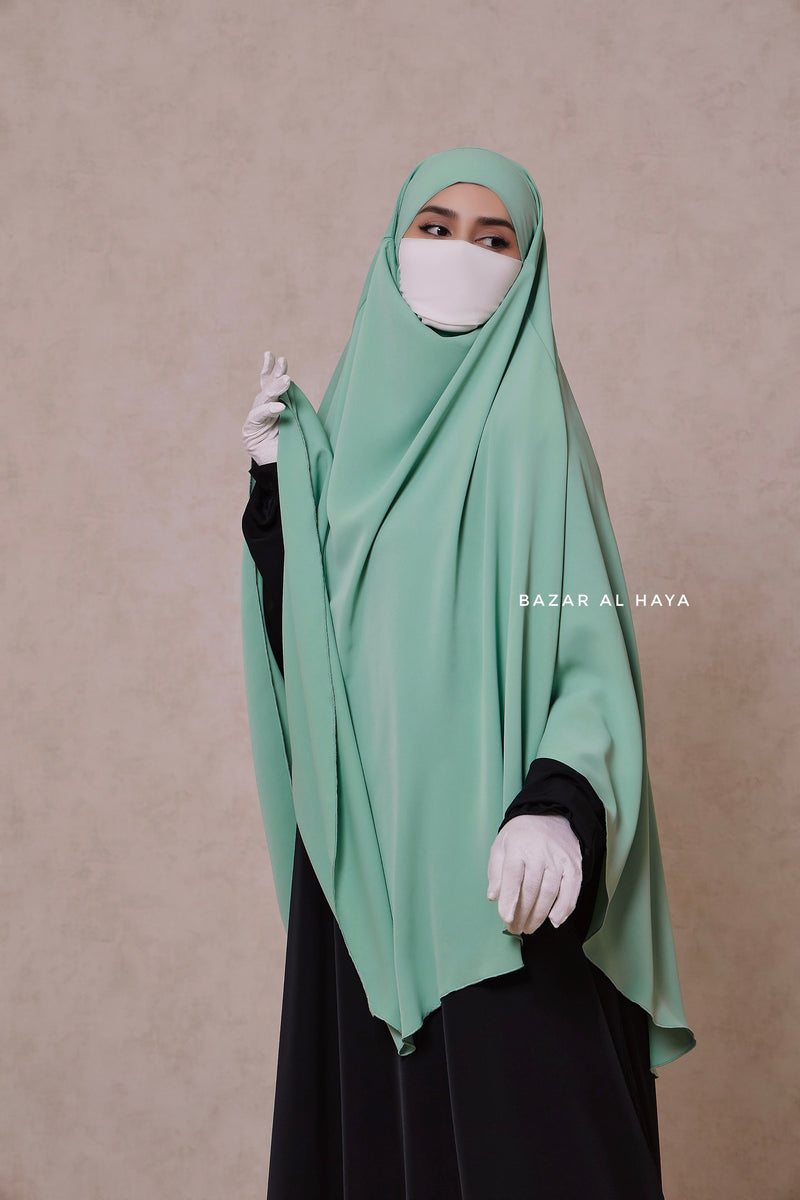 Mint Mubarak Long Triangle Diamond Khimar - Nidha Extra Long