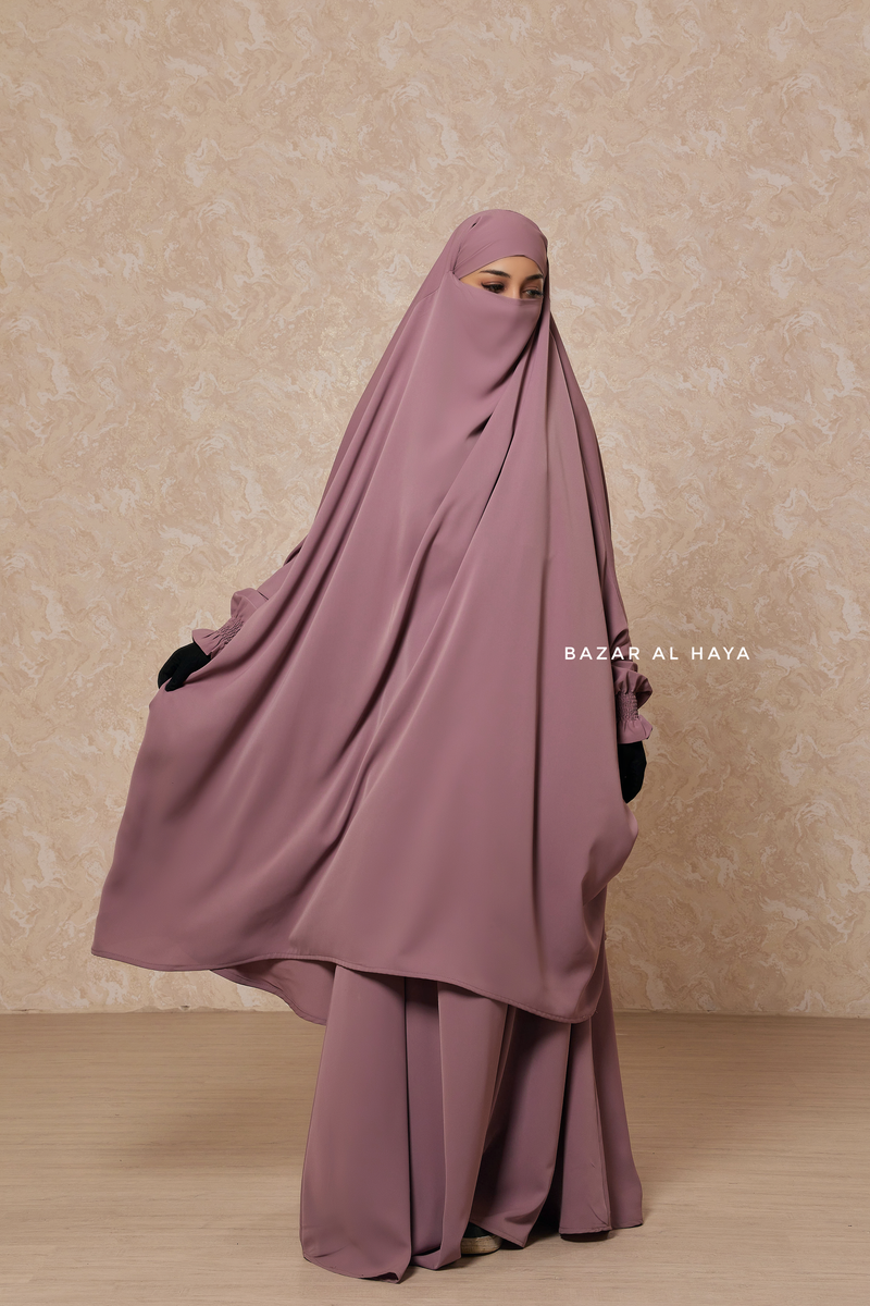 Dusty Rose Hoor - Two Piece Jilbab With Skirt- Long & Loose