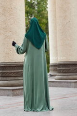 Layla Mint Abaya - 100% Cotton Summer Relaxed Fit Dress With Pockets