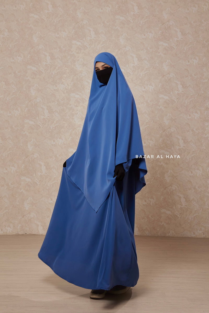 Steel Blue Salam 2 Abaya & Mubarak Khimar Two Piece Set - Nida