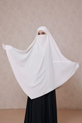 Mubarak Long White Diamond Khimar - Nidha Extra Long