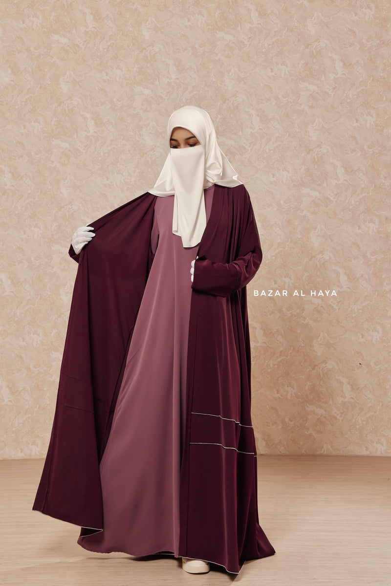 Mulberry Fathiya Open Front Abaya In Nida - Relaxed Fit