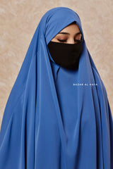 Mubarak Diamond Khimar In Steel Blue - Nida Extra Long