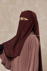 Brown Two Layer Scarf Niqab - Long & Wide - Super Breathable Veil
