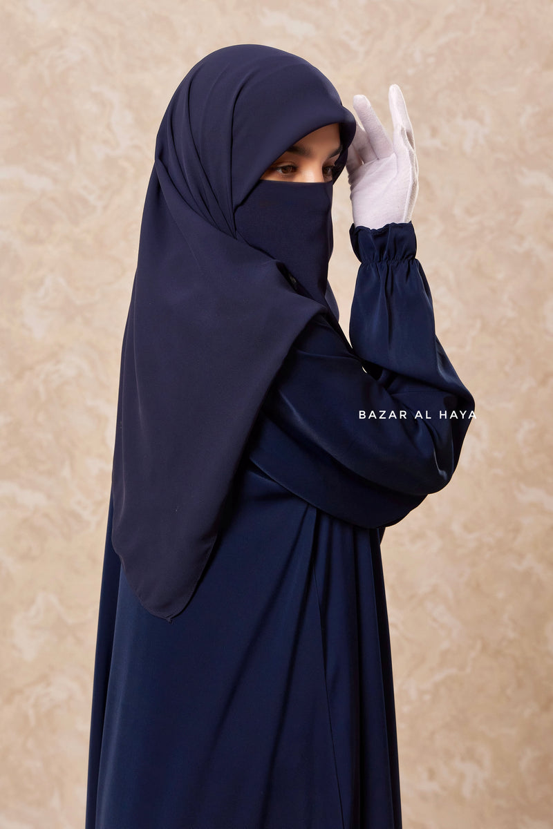 Navy Salam Abaya - Loose & Wide Bottom