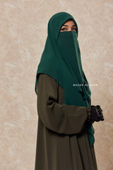 Emerald Square Scarf With Half Niqab Set - Super Breathable - Medium