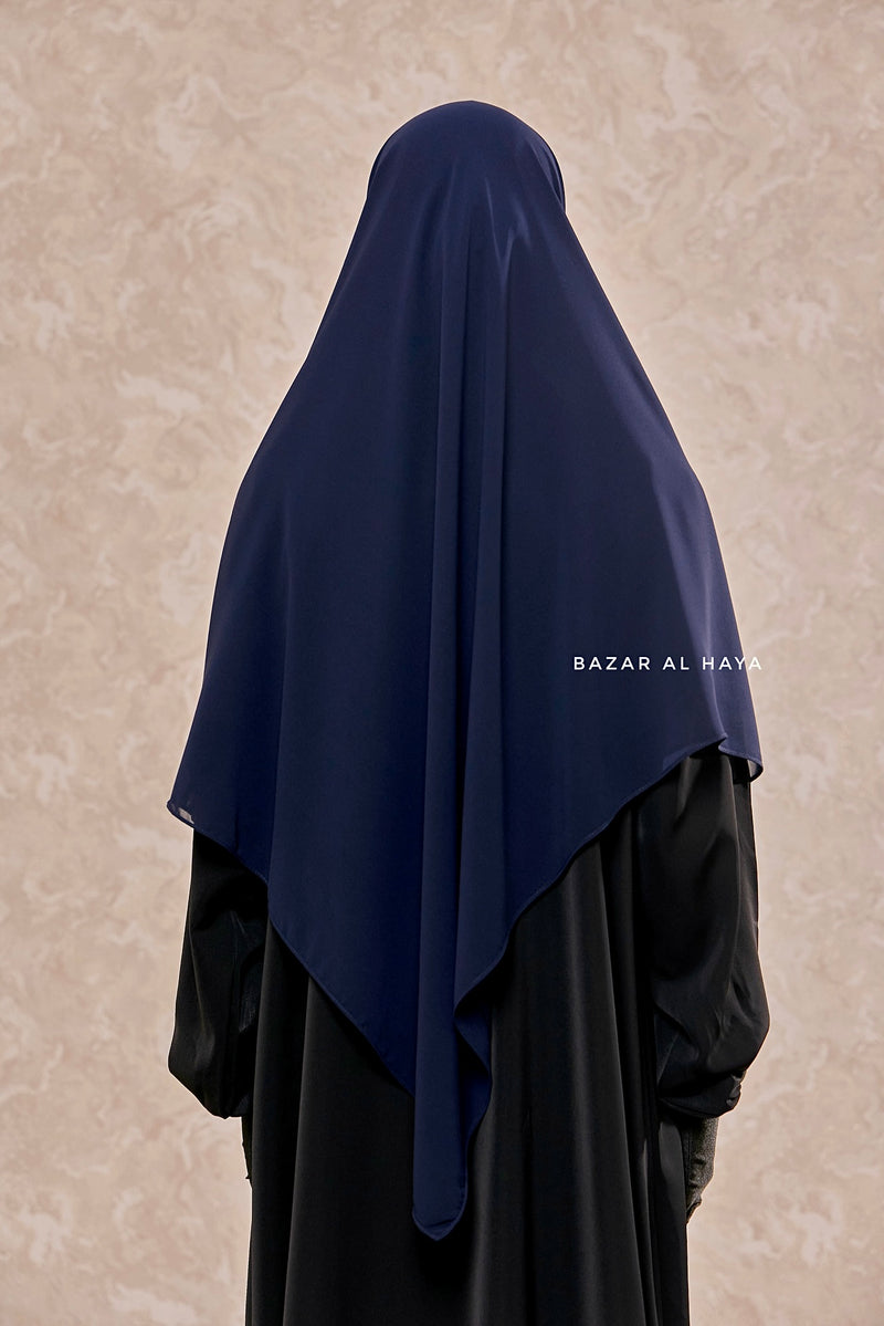 Square Scarf With Half Niqab Set In Dark Blue - Super Breathable - Quality