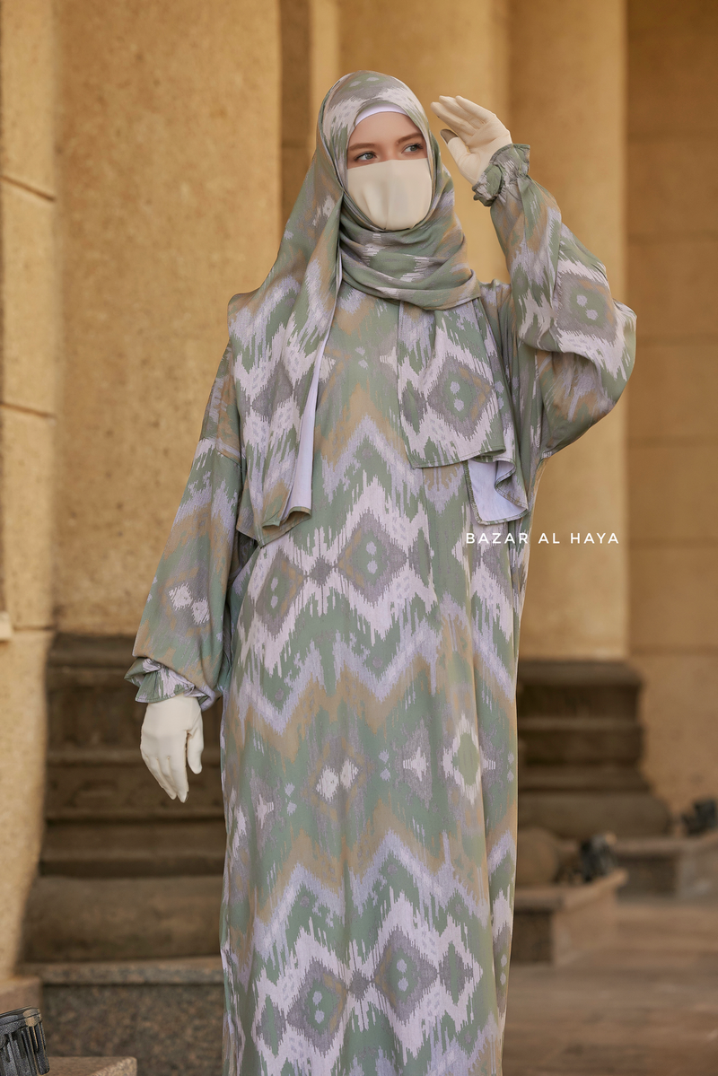 Foliage Print Prayer / Salah Dress 2 - Super Breathable In 100% Cotton