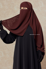 Brown Two Layer Niqab - Premium Wool Chiffon - Medium