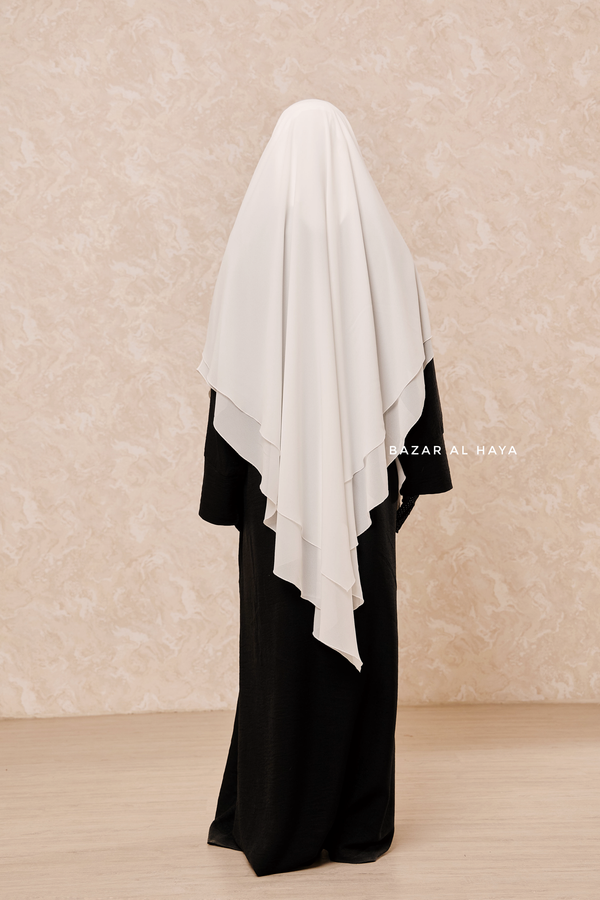 Ivory Pari Two Layered Maxi Diamond Khimar - Crepe Chiffon