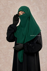 Square Scarf With Half Niqab Set in Emerald - Super Breathable